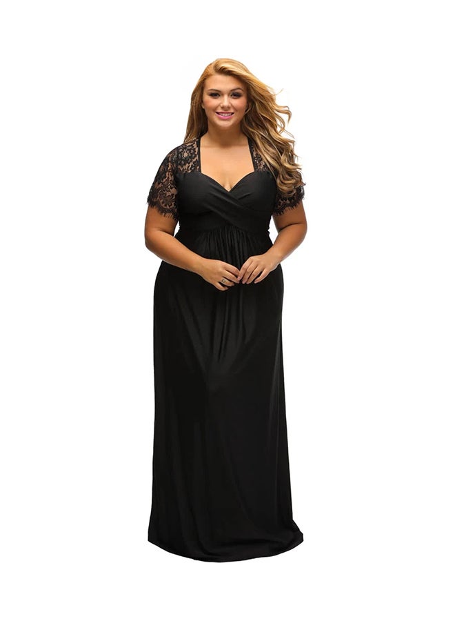 Short Sleeves Maxi Dress Black  - Image 1