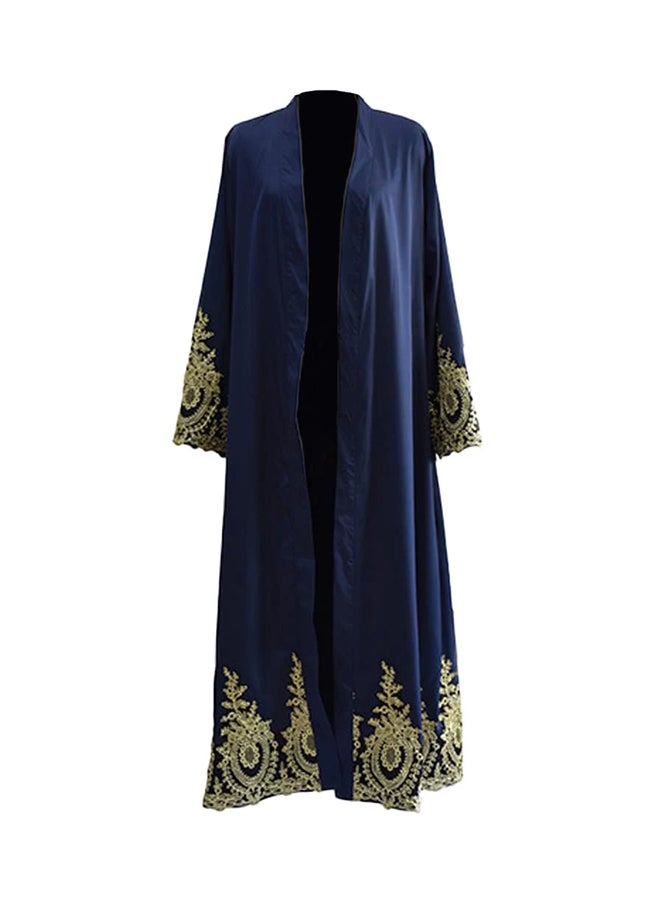 Bell Sleeves Abaya Dress Blue/Gold  - Image 1