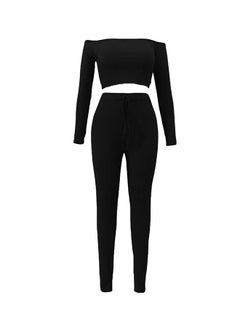 Generic High Wasit Long Sleeves Pyjama Set Black  - Image 1