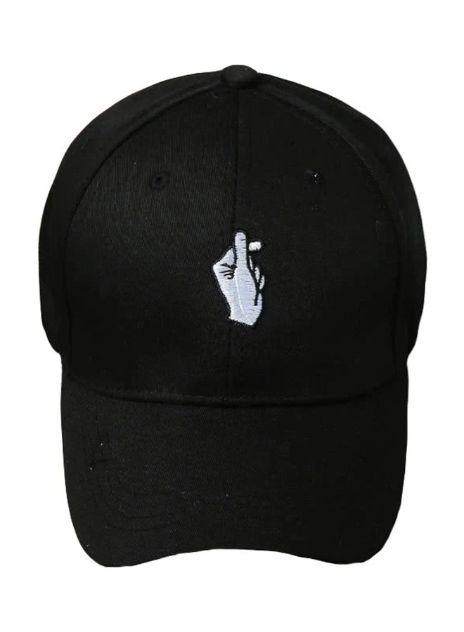 Solid Color Embroidery Pattern Cap Black  - Image 2