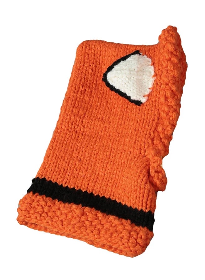 3D Ears Button Hooded Beanie Orange - Image 1