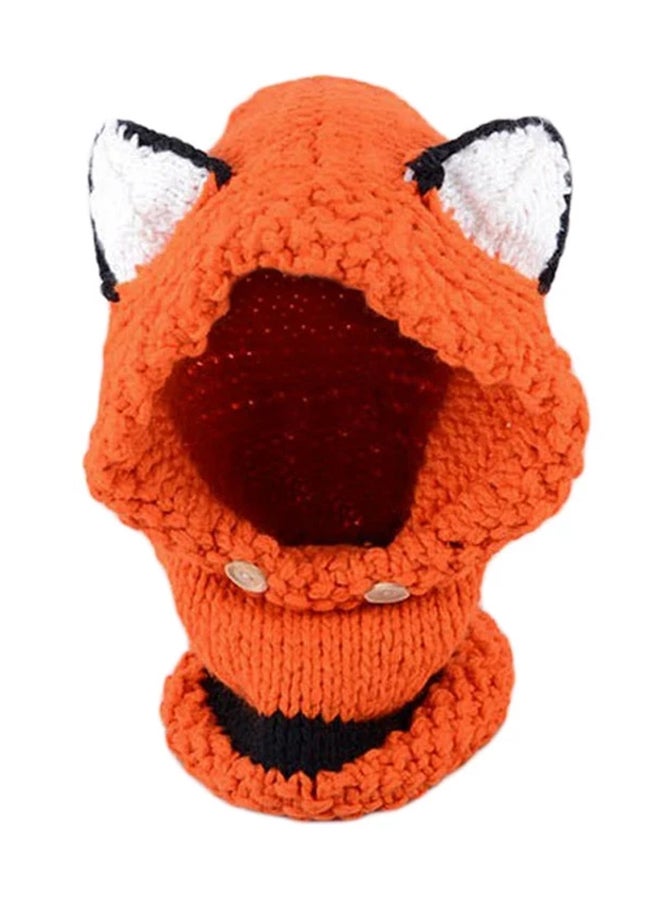 3D Ears Button Hooded Beanie Orange - Image 3