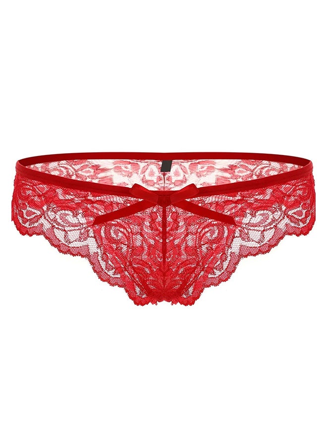 Lace Babydoll Mesh Chemise Sleepwear Red - Image 4