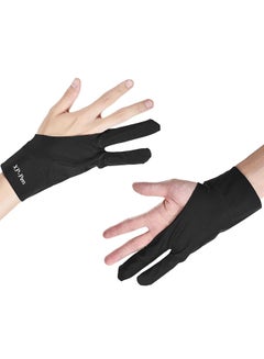 Generic Two-Finger Artist Tablet Drawing Anti-fouling Gloves Black  - Image 2