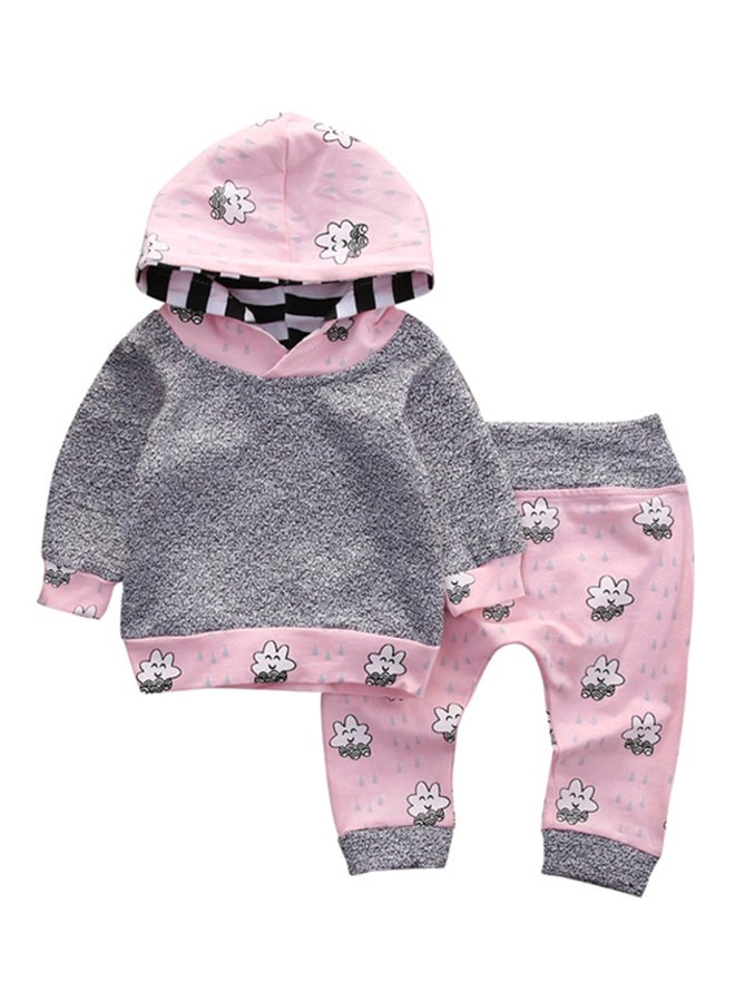 2-Piece Hoodie & Pant Set Pink/Grey 