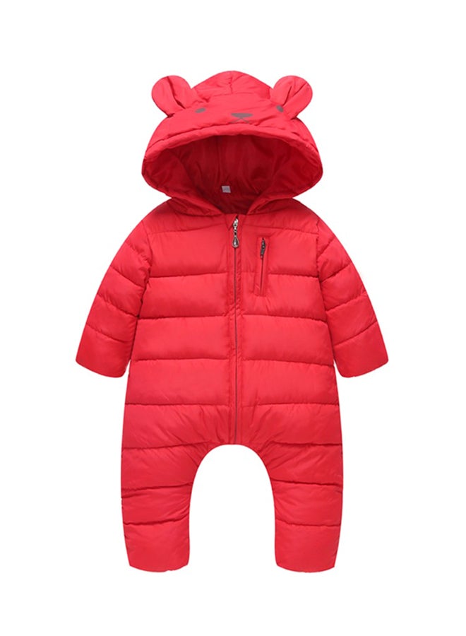 Generic Long Sleeves Hooded Thick Romper Red  - Image 1
