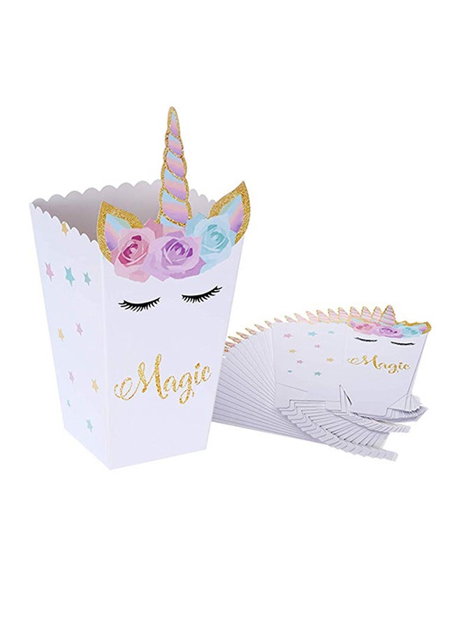 24-Piece Unicorn Pattern Printed Easy Assemble Decorative Treat Box Set 3.54x8.5x3.54inch - Image 1