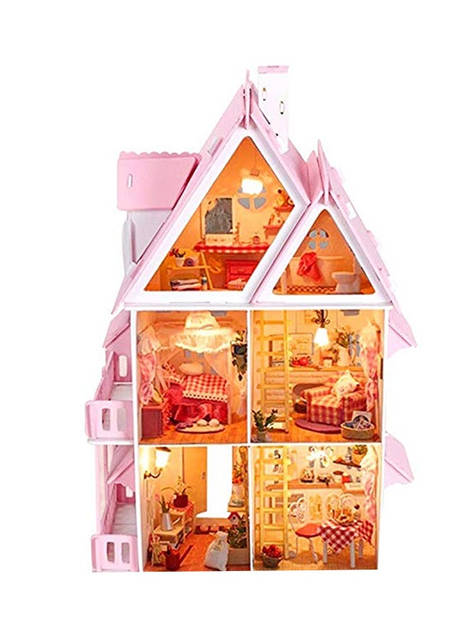 Boasts Creative Portrays Superior Wooden Dollhouse For Girls, Pink/White 30x18x42cm - Image 1