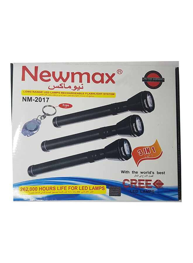 2-Piece Rechargeable LED Flash Light Set Black 26centimeter
