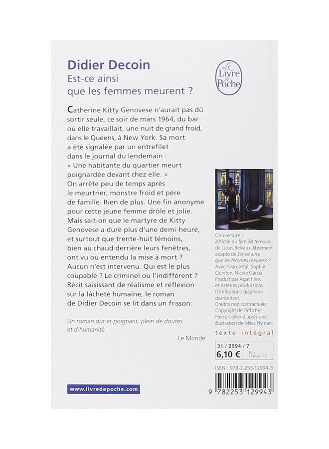 38 Temoins/Est-Ce Ainsi Les Femmes Meurent - Paperback French by Didier Decoin - 02/2012 - Image 2