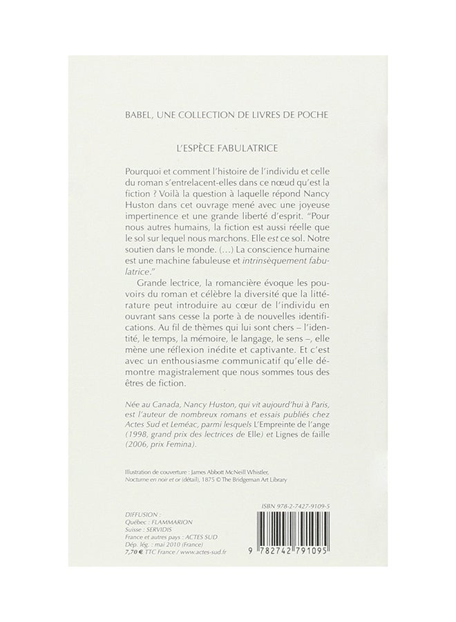 L'Espece Fabulatrice - Paperback French by Nancy Huston - 05/05/2010
