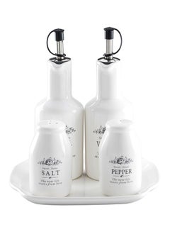 Home Box 4-Piece Spice Mill Set With Stand White/Black/Silver  - Image 1