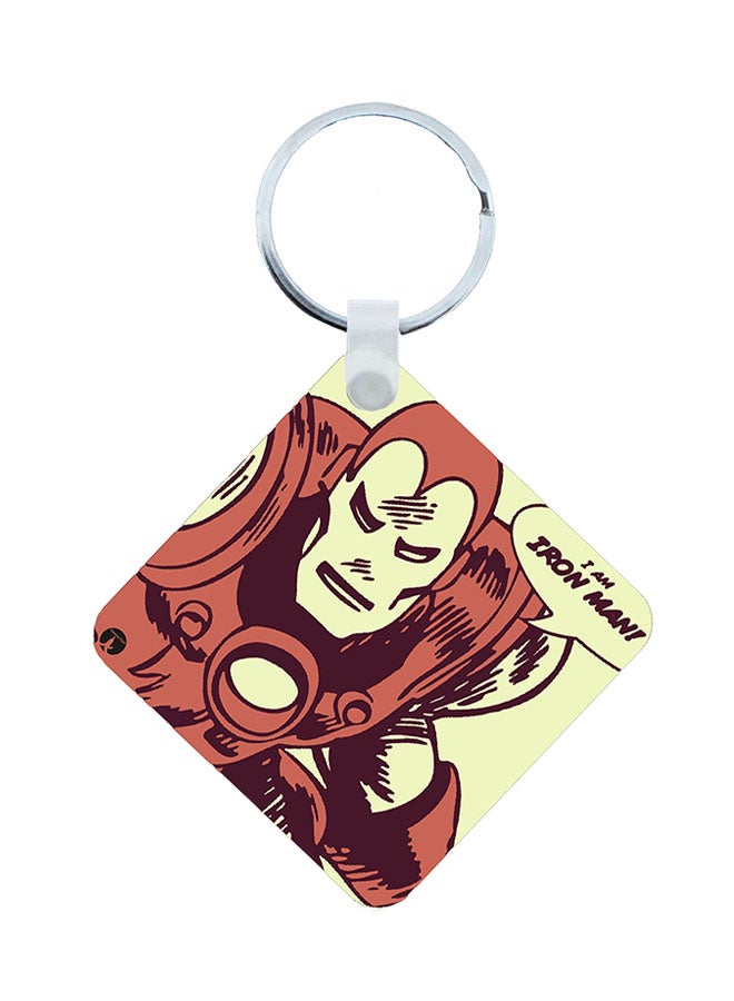 BP 2-In-1 Iron Man Printed Keychain And Necklace Brown/Beige/Silver - Image 1