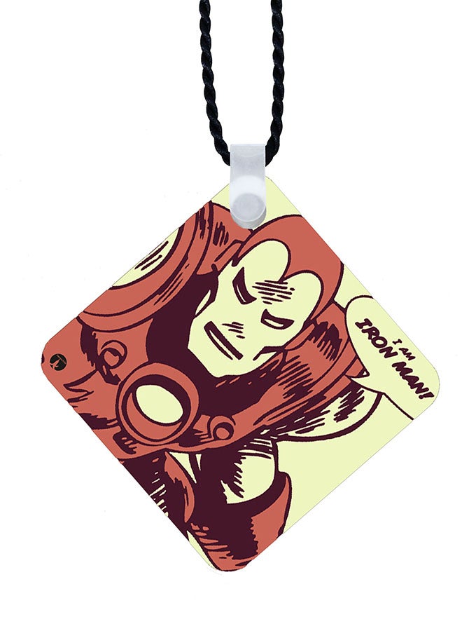 BP 2-In-1 Iron Man Printed Keychain And Necklace Brown/Beige/Silver - Image 2