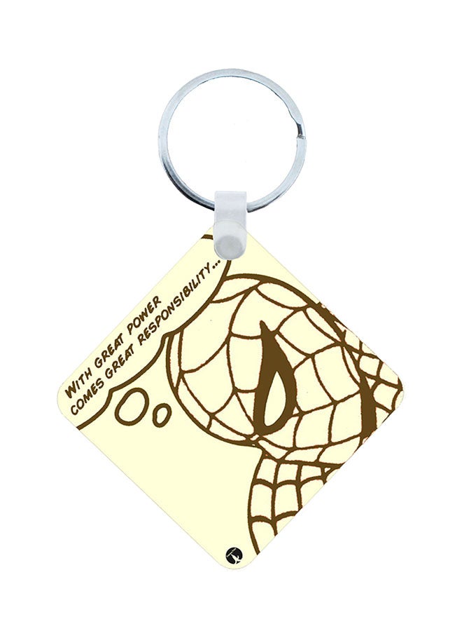 BP 2-In-1 Spiderman Printed Keychain And Necklace Beige/Brown/Silver - Image 1