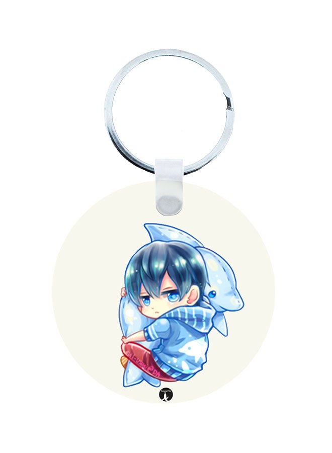 BP 2-In-1 Free Printed Keychain And Necklace White/Blue/Red - Image 1