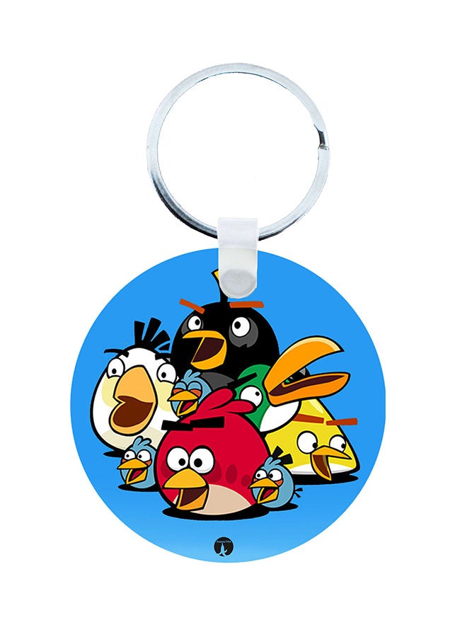 BP 2-In-1 Video Game Angry Birds Printed Keychain And Necklace Blue/Black/Silver - Image 1