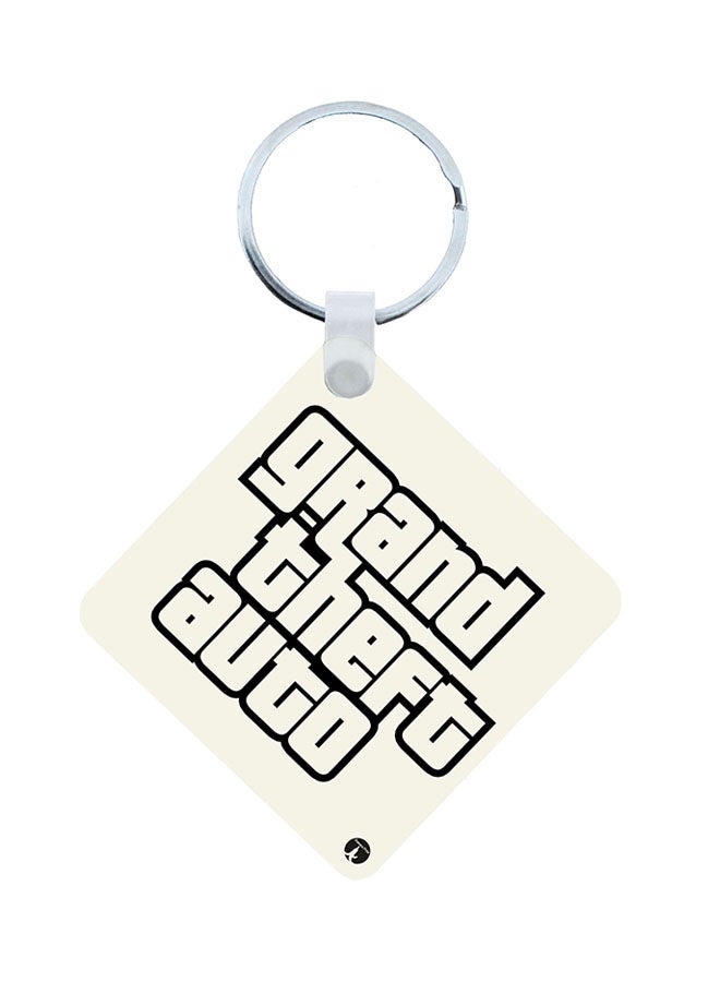 BP 2-In-1 Video Game Grand Theft Auto Printed Key Chain White/Black/Silver - Image 1