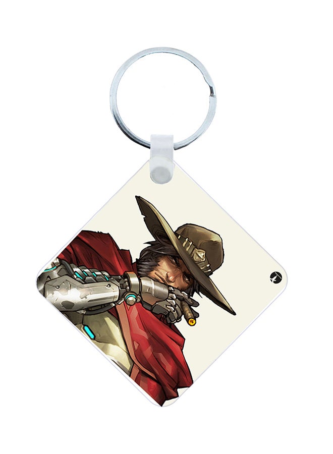 BP 2-In-1 Video Game Overwatch Printed Keychain And Necklace Red/Brown/Silver - Image 1