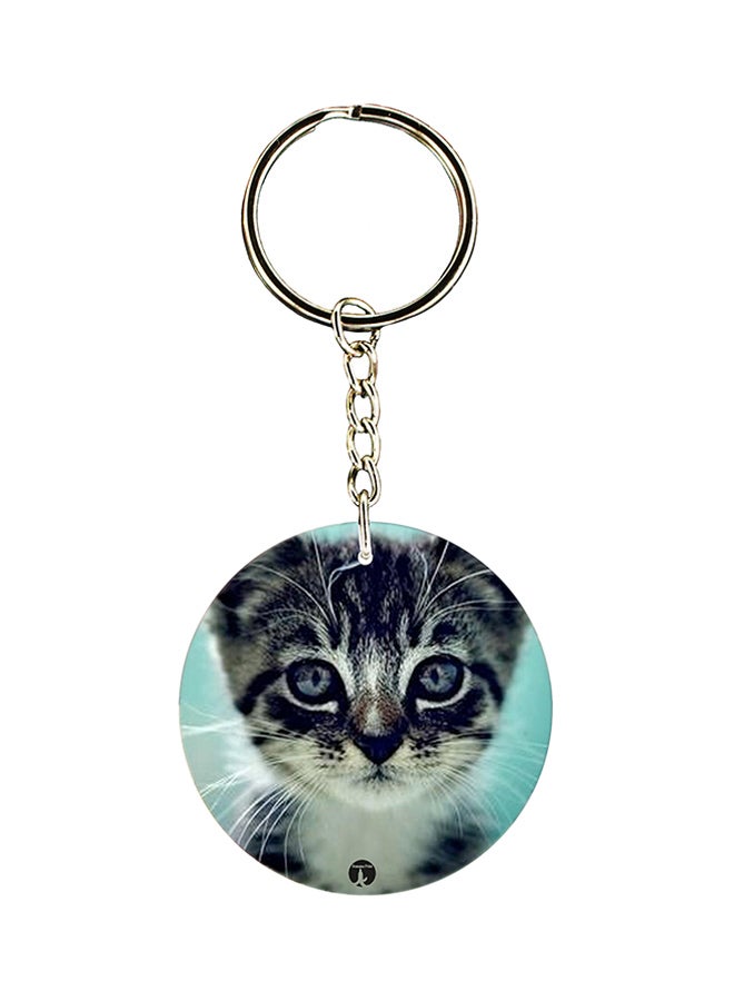 BP Double Sided Cat Printed Keychain Black/White/Silver