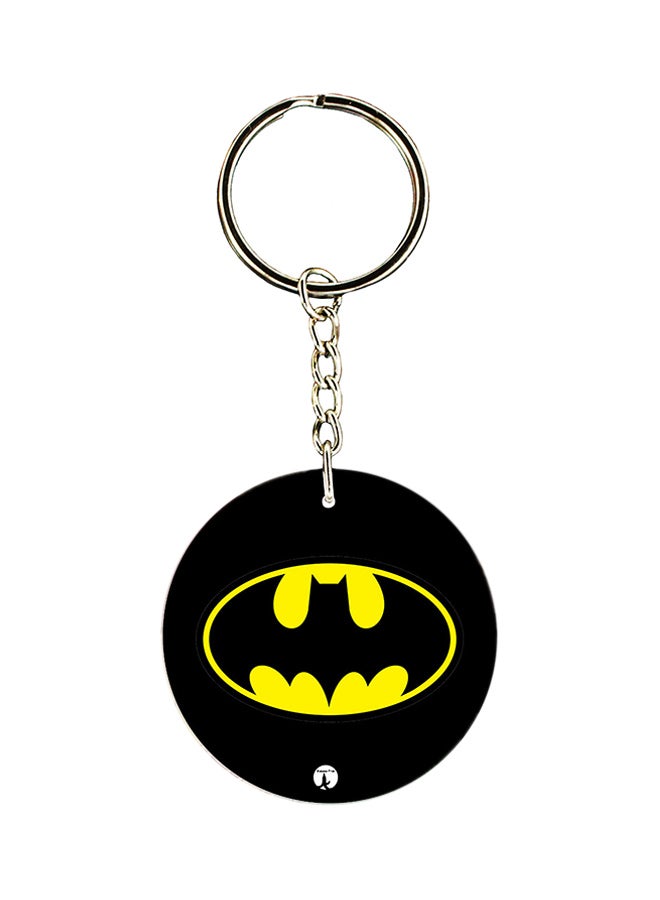 بي بي سلسلة مفاتيح مطبوعة على الوجهين بتصميم فيلم "Batman" أسود/أصفر/فضي
