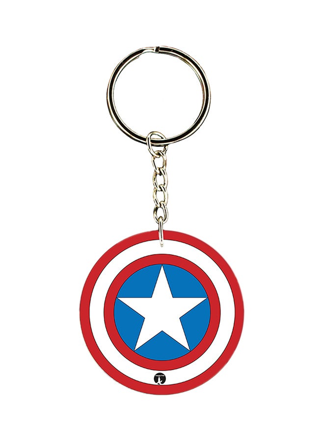 BP Plastic Captain America Printed Keychain Red/White/Silver