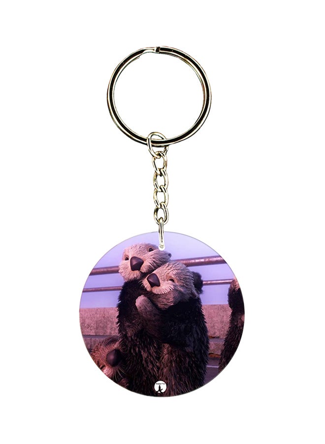 BP Disney Character Printed Keychain Silver/Brown/White