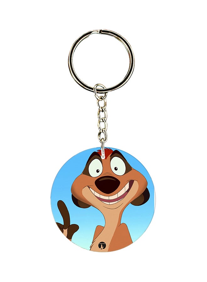 BP Dual Side Disney Character Printed Keychain Silver/Brown/Blue