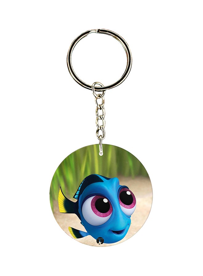 BP Dual Side Disney Character Printed Keychain Silver/Blue/Green