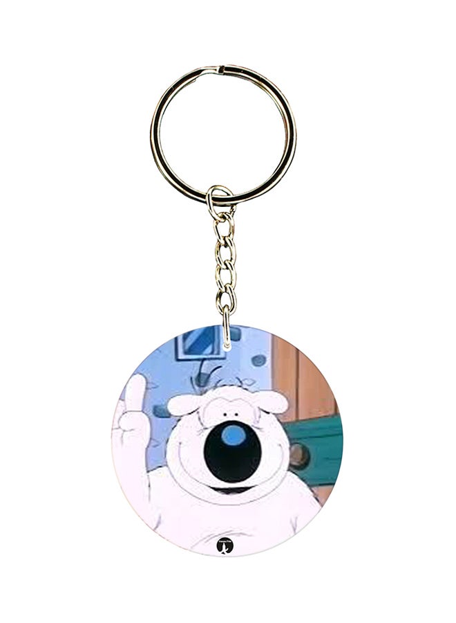بي بي سلسلة مفاتيح مطبوع عليها صورة لشخصية كابول على الوجهين أبيض/فضي/أزرق