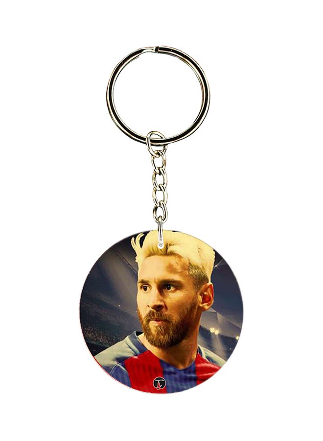 BP Plastic Lionel Messi Printed Keychain Blue/Yellow/Silver