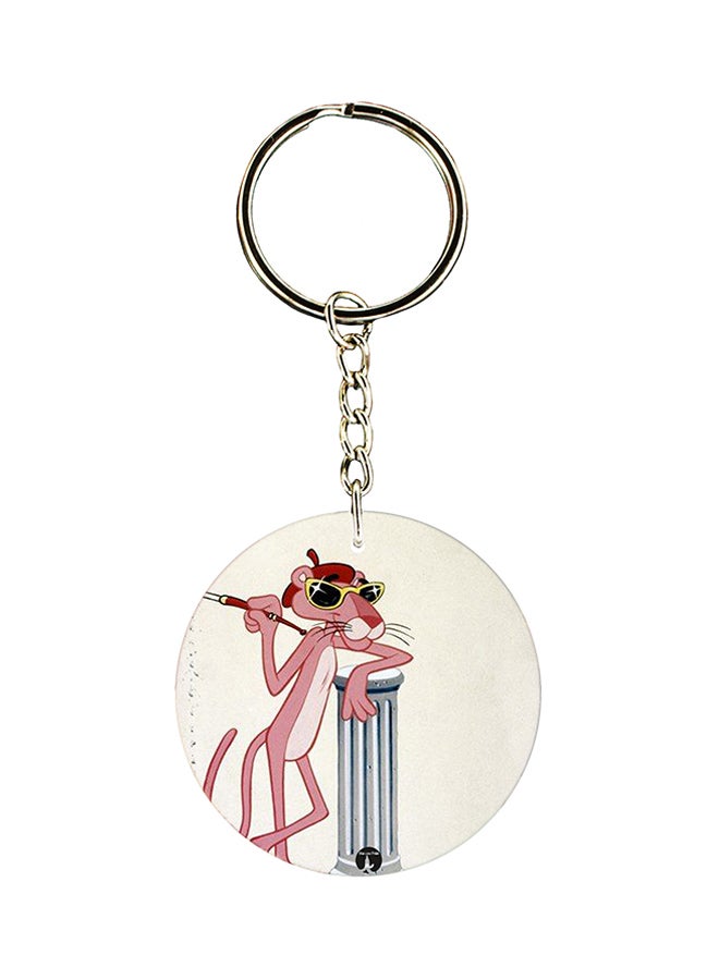 BP Panther Printed Keychain White/Pink/Silver