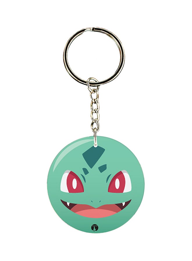 بي بي سلسلة مفاتيح مطبوعة على الوجهين بشخصية بوكيمون فضي/أخضر/أحمر