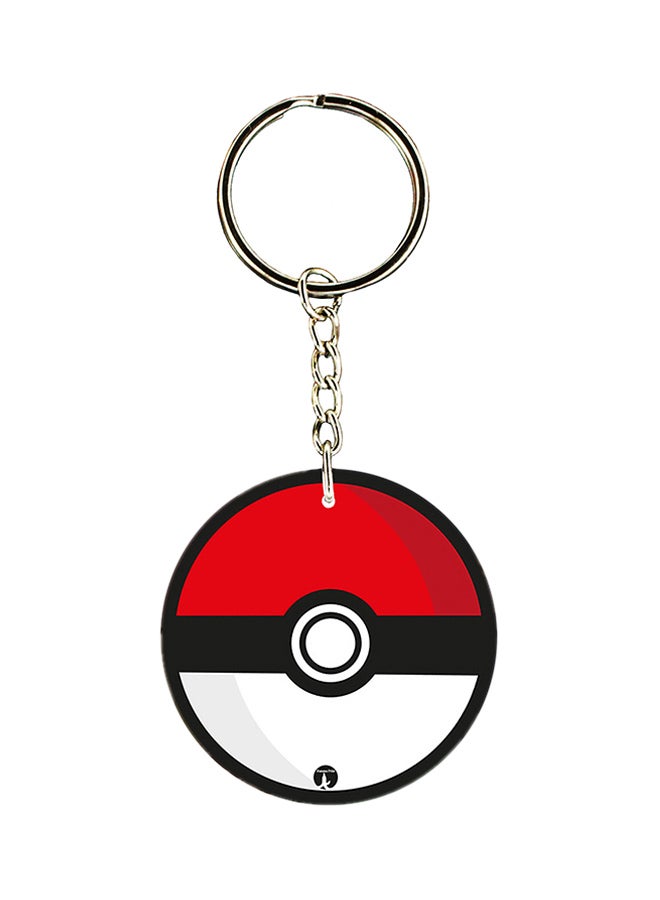 BP Double Sided Pokemon Printed Keychain Silver/Red/Black