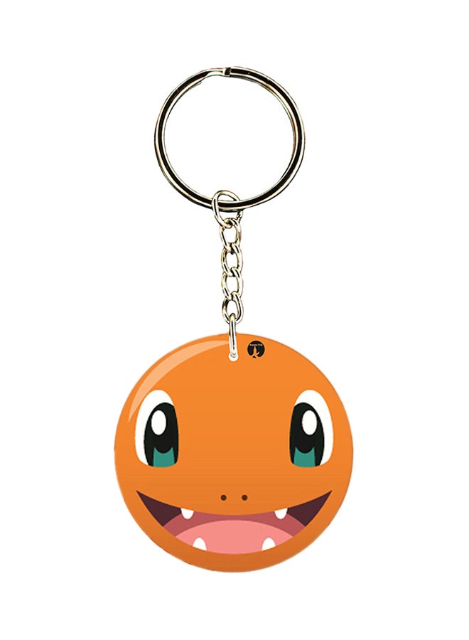 بي بي سلسلة مفاتيح مطبوعة على الوجهين بشخصية بوكيمون فضي/برتقالي/أسود