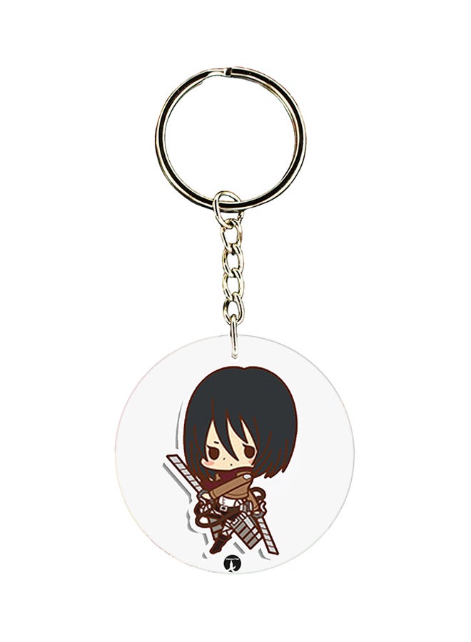 BP Printed Plastic Keychain Brown/Beige/Silver