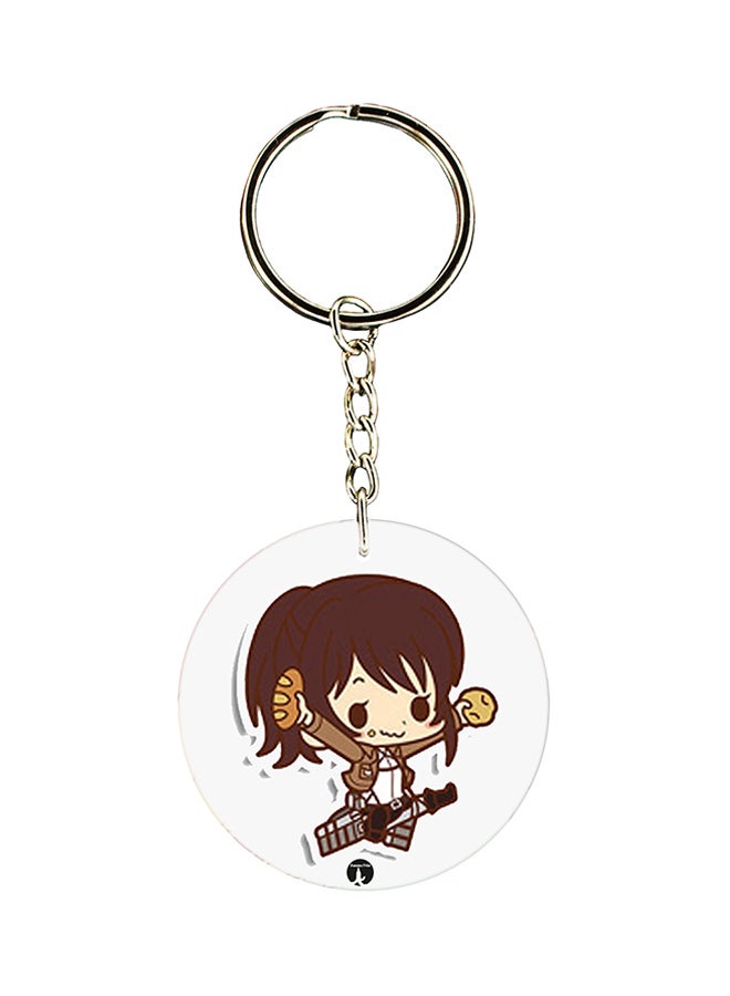 BP Double Sided Attack On Titan Printed Keychain Brown/Beige/Silver