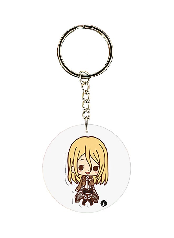 BP Double Sided Attack On Titan Printed Keychain Yellow/Beige/Silver