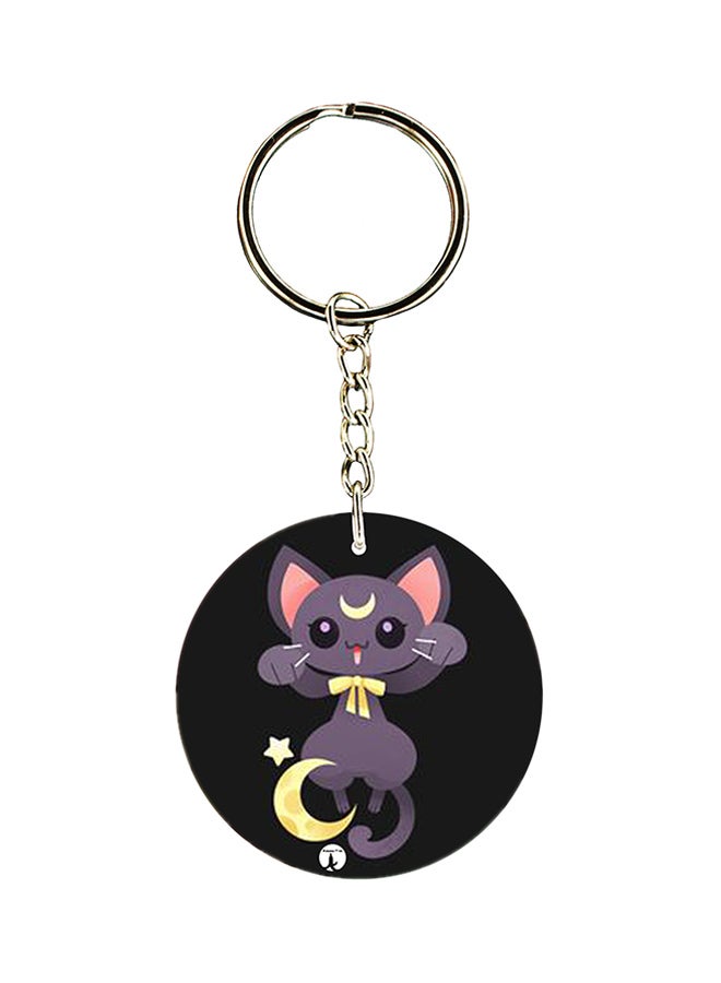 BP Double Sided Anime Sailor Moon Printed Keychain Black/Purple/Silver