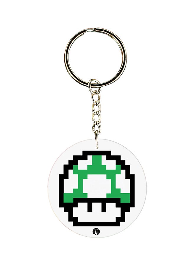 بي بي سلسلة مفاتيح مزينة بشعار سوبر ماريو أخضر / أبيض / أسود