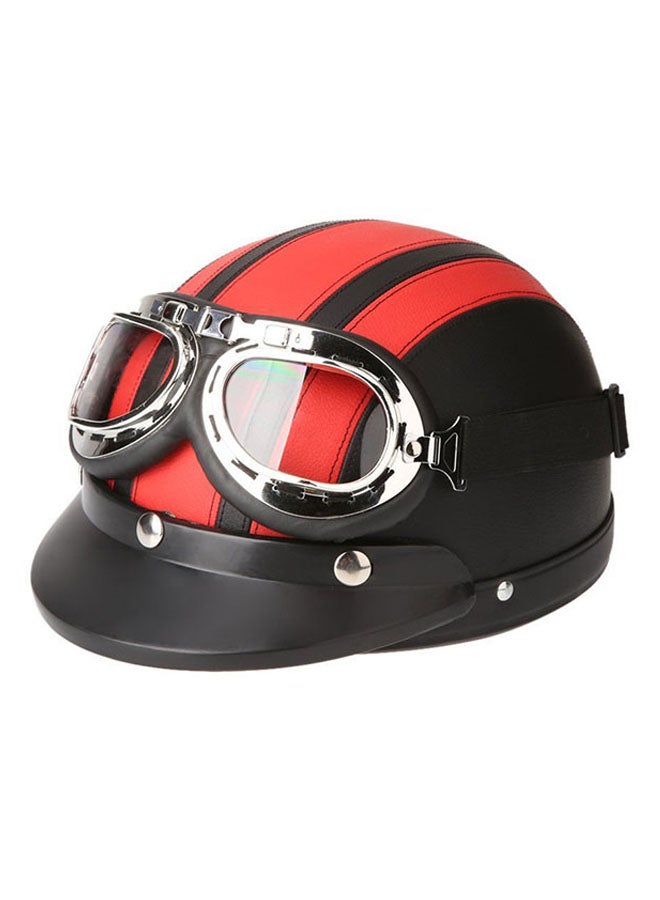 Generic Motorcycle Scooter Open Face Half Leather Helmet  - Image 1