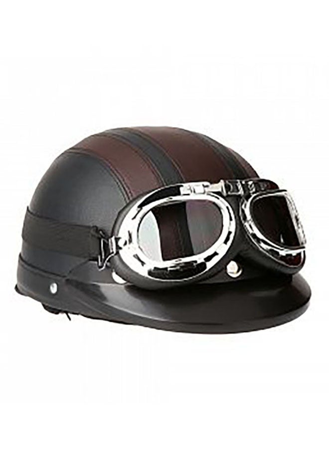 Generic Motorcycle Scooter Open Face Half Leather Helmet 26 x23.5 x13cm - Image 1