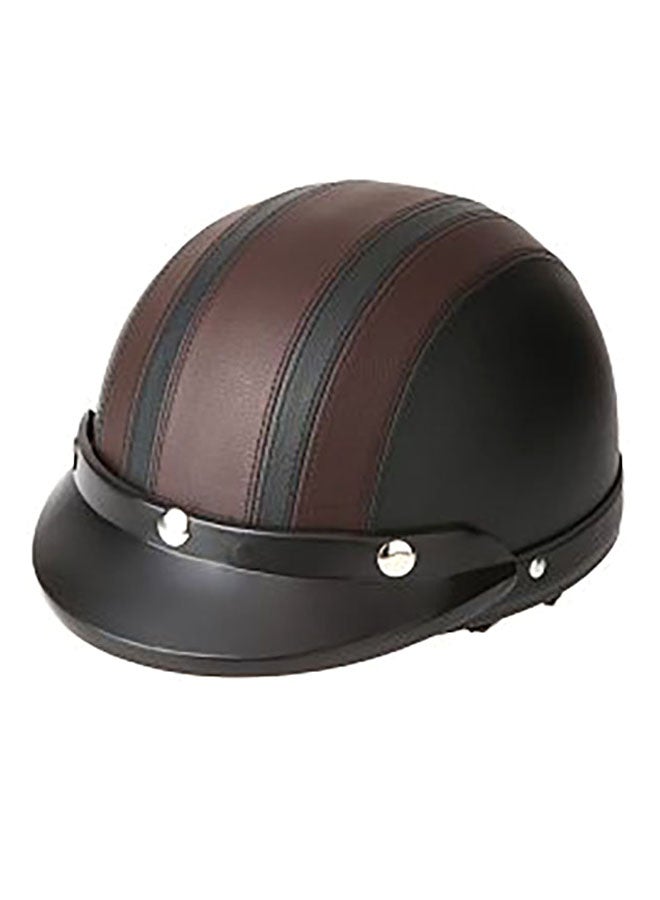 Generic Motorcycle Scooter Open Face Half Leather Helmet 26 x23.5 x13cm - Image 3
