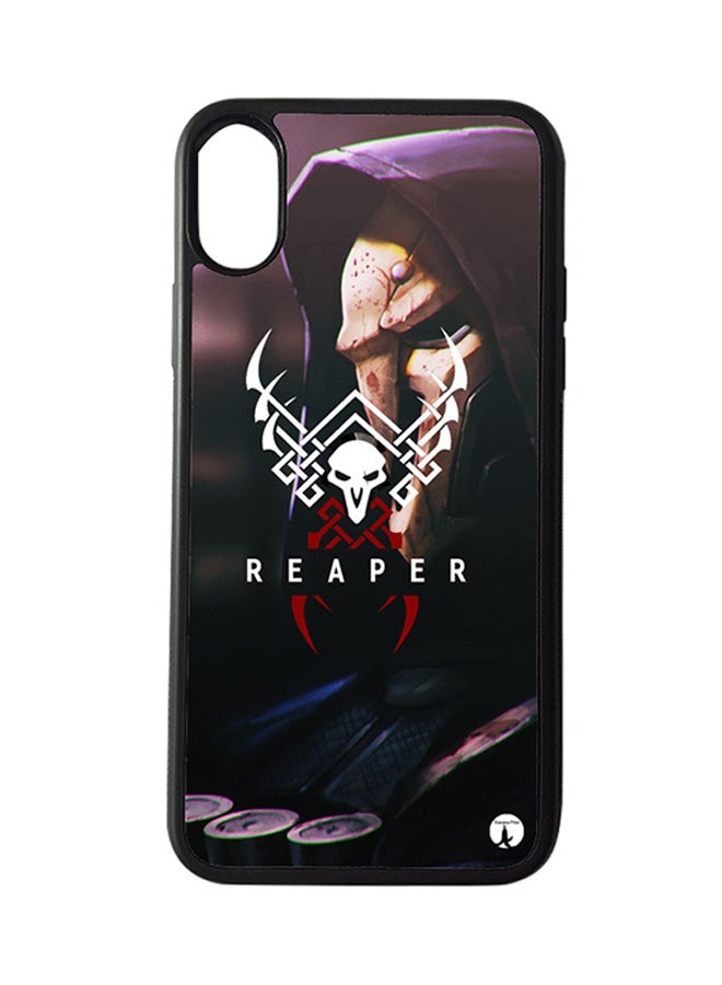 بي بي غطاء حماية واق لهاتف أبل آيفون XS ماكس غطاء حماية ممتص للصدمات بتصميم لعبة الفيديو Overwatch لون أسود