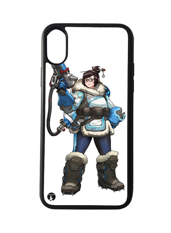 بي بي غطاء حماية واق لهاتف أبل آيفون XS ماكس غطاء حماية ممتص للصدمات بتصميم لعبة الفيديو Overwatch لون أسود