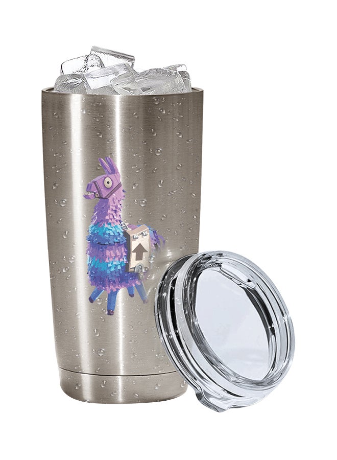 LOUD UNIVERSE Fortnite Unicorn Printed Tumbler With Lid Silver/Purple/Clear  - Image 1