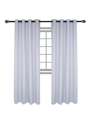 4-Piece Solid Window Curtain Set Includes 2xCurtain 140x240cm, 2xTie Band 10x60cm Grey - v1546859251/N20114711A_1