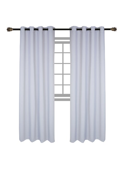 4-Piece Solid Window Curtain Set Includes 2xCurtain 140x240cm, 2xTie Band 10x60cm Grey