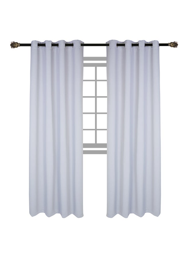 4-Piece Solid Window Curtain Set Includes 2xCurtain 140x240cm, 2xTie Band 10x60cm Grey