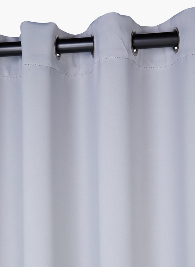 4-Piece Solid Window Curtain Set Includes 2xCurtain 140x240cm, 2xTie Band 10x60cm Grey